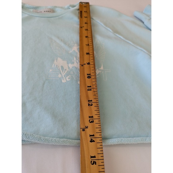 Baja East Womens Size 3/XL Cropped Crew Neck Sweatshirt Mint Green Long Sleeves - Picture 8 of 8